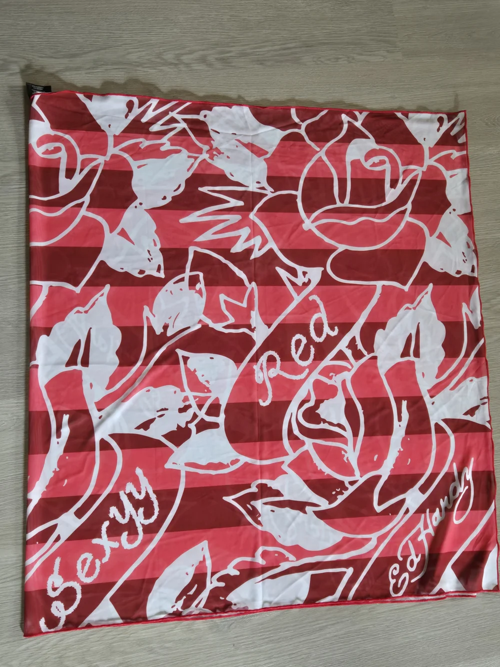 Ed HARDY Red and White Graphic Scarf NWOT